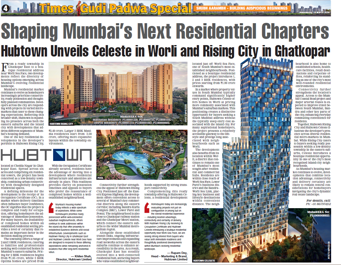 Shaping Mumbai’s Next Residential Chapters: Qubetown Unveils Celeste in Worli and Rising City in Ghatkopar
